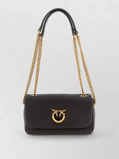 Pinko Love Clutch Crossbody Bag Chain Strap In Black