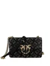 Pinko Mini Love One Monogram Embellished Shoulder Bag In Black