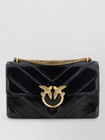 Pinko Love Crossbody Bag Chain Strap Chevron In Brown