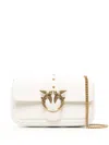 Pinko Silky White Leather Shoulder Bag In Neutrals