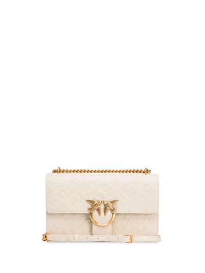 Pinko `love` Crossboy Bag With Logo In Beige