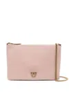 Pinko Logo-plaque Leather Satchel Bag In Powder