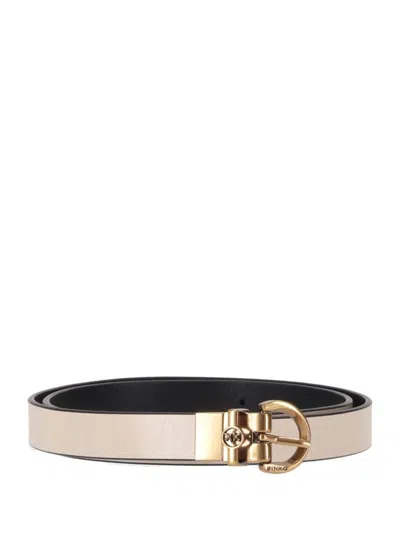 Pinko Love H2 Belt Vitello Shiny+vit In Neutral