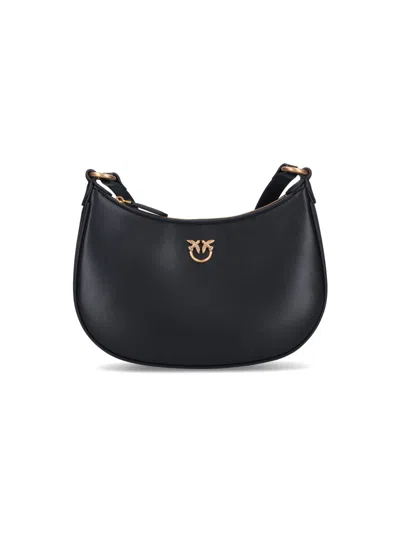 Pinko "love Half Moon Simply" Crossbody Bag In Black  