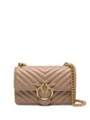 Pinko Chevron Quilted Handbag With Gold Emblem And Versatile Chain Strap In Neutral