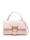 Pinko Love Quilted Top-handle Bag In Cipria-antique Gold