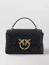 Pinko Foldover Quilted Shoulder Bag With Chain Strap In Black
