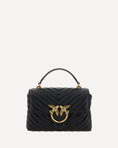 Pinko Chevron Nappa Leather Mini Love Lady Puff Bag In Black