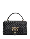 Pinko Foldover Quilted Shoulder Bag With Chain Strap In Black