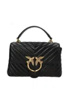 Pinko Large Lady Love Bag Puff Chevron Handbag In Black