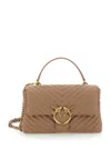 Pinko Love Bag Quilted Crossbody Bag With Chevron Motif And Logo In Brown