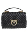 Pinko Foldover Quilted Shoulder Bag With Chain Strap In Black