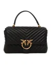 Pinko Foldover Quilted Shoulder Bag With Chain Strap In Black