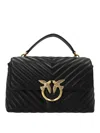 Pinko Large Lady Love Bag Puff Chevron Handbag In Black