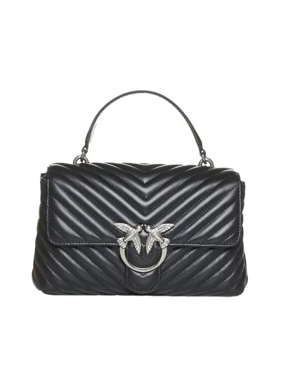 Pinko Love Lady Puff Classic Hand Bag In Nero Old Silver