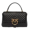 Pinko Foldover Quilted Shoulder Bag With Chain Strap In Black