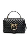 Pinko Foldover Quilted Shoulder Bag With Chain Strap In Black