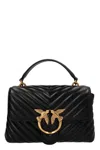 Pinko Foldover Quilted Shoulder Bag With Chain Strap In Black
