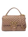 Pinko Big Lady Love Bag Puff Chevron In Brown