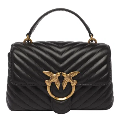 Pinko Love Lady Puff Mini Handbag In Nero-antique Gold