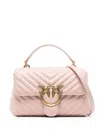 Pinko Love Quilted Top-handle Bag In Cipria-antique Gold
