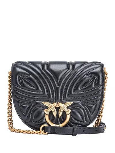 Pinko Love Leather Crossbody Bag In Black