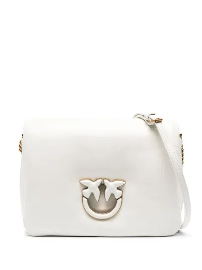 Pinko Love Leather Crossbody Bag In White