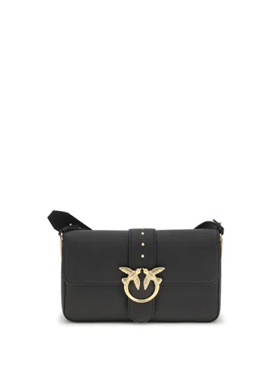 Pinko Love Leather Shoulder Bag In Black