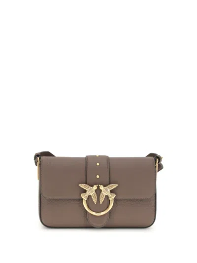 PINKO LOVE LEATHER SHOULDER BAG