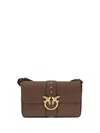 Pinko Love Leather Shoulder Bag In Brown