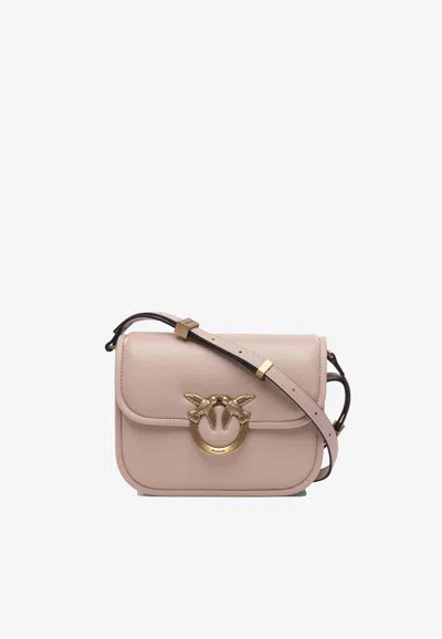 Pinko Love Leather Shoulder Bag In Pink