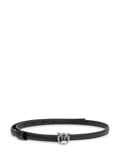 Pinko Love Logo Belt With Statement Buckle In Black