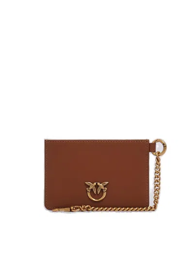 Pinko Love Logo Chained Wallet In Brown