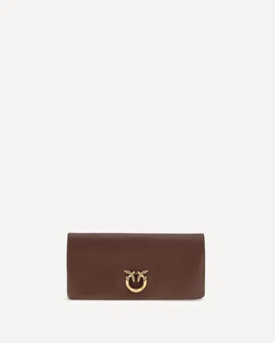 Pinko Medium Love Click Soft Horizontal Clutch Bag In Burgundy