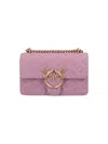 Pinko Embossed Chain Strap Satchel With Bird Embellishment In Pink