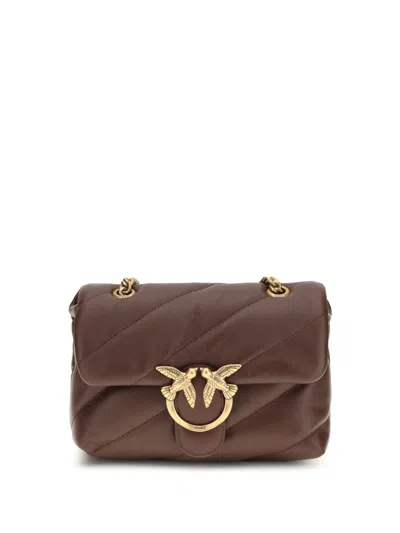 Pinko Love Mini Puff Calfskin Leather Shoulder Bag In Burgundy