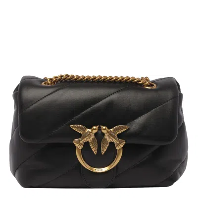 Pinko Love Mini Puff Leather Crossbody Bag In Black