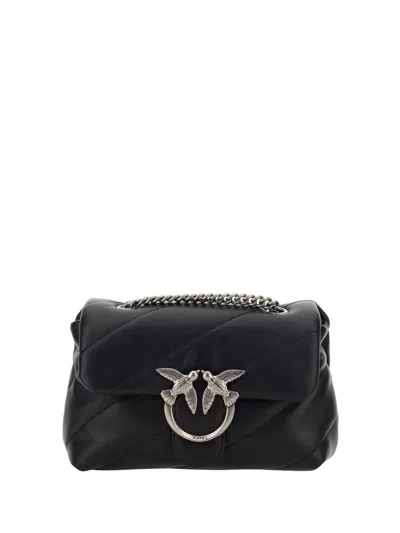 Pinko Love Mini Puff Logo Plaque Shoulder Bag In Black