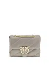 Pinko Love Quilted Logo-embellished Shoulder Bag In Gray