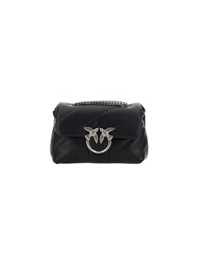 Pinko Mini Love Bag Puff Maxi Quilt In Black-old Silver