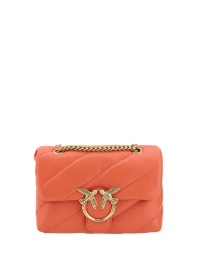 Pinko Love Mini Puff Shoulder Bag In Rosso Mandarino-antique Gold