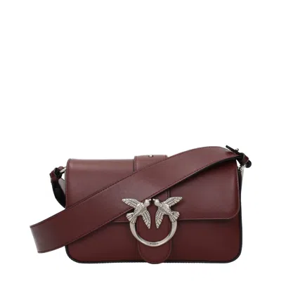Pinko Love One Crossbody Bags Women Leather Red/burgundy In Brown