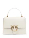 Pinko Mini Love Bag Top Handle Light Handbag In Full-grain Leather In White