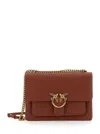 Pinko 'love One' Beige Shoulder Bag With Love Birds Diamond Cut Logo On The Front In Hammered Leather Woma