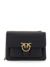 Pinko 'love One' Black Shoulder Bag With Love Birds Diamond Cut Logo On The Front In Black