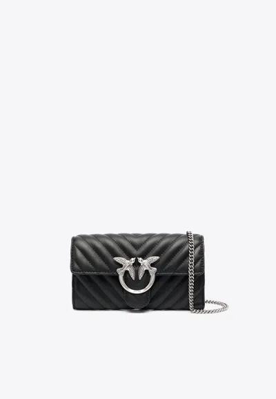 Pinko Love One Chevron Chain Clutch In Black
