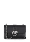 Pinko Rectangular Chain Strap Shoulder Bag With Metal Hardware And Front Embellishment In Black