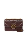 Pinko Bordeaux Leather Shoulder Bag With Chevron Design In Red