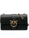 Pinko Black Leather Shoulder Bag With Studded And Chain Straps In Black