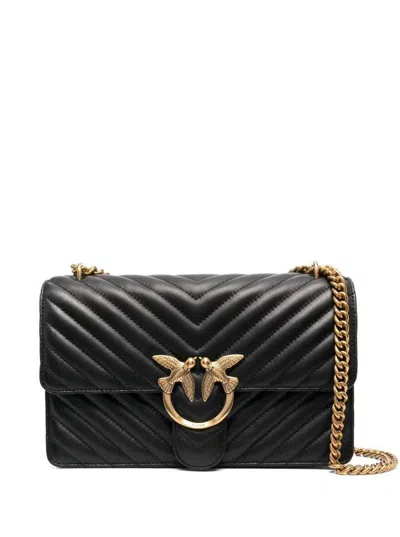 Pinko 'love One Classic' Black Crossbody Bag With Love Birds Detail